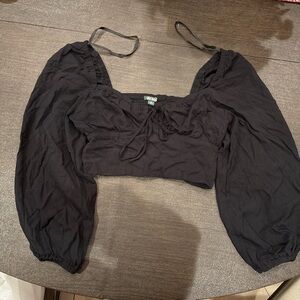 Wild Fable Black Puff Sleeve Crop Top